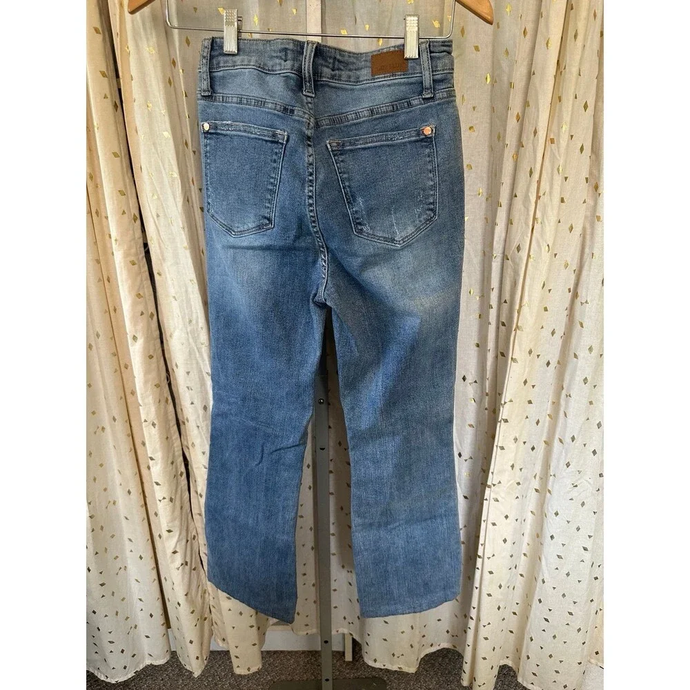 Judy Blue Womens' Distressed Medium Wash Slim Bootcut Denim Jeans 26 Altered Hem